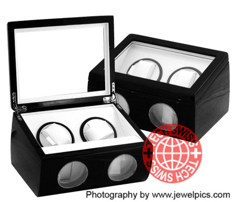 Black Oak Hardwood Veneer Double Watch Winder Black Oak Hardwood Veneer Double Watch Winder